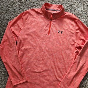 Under Armour 1/4 Zip Pullover Heatgear Men's 2XL XXL Loose Peach Lightweight Euc